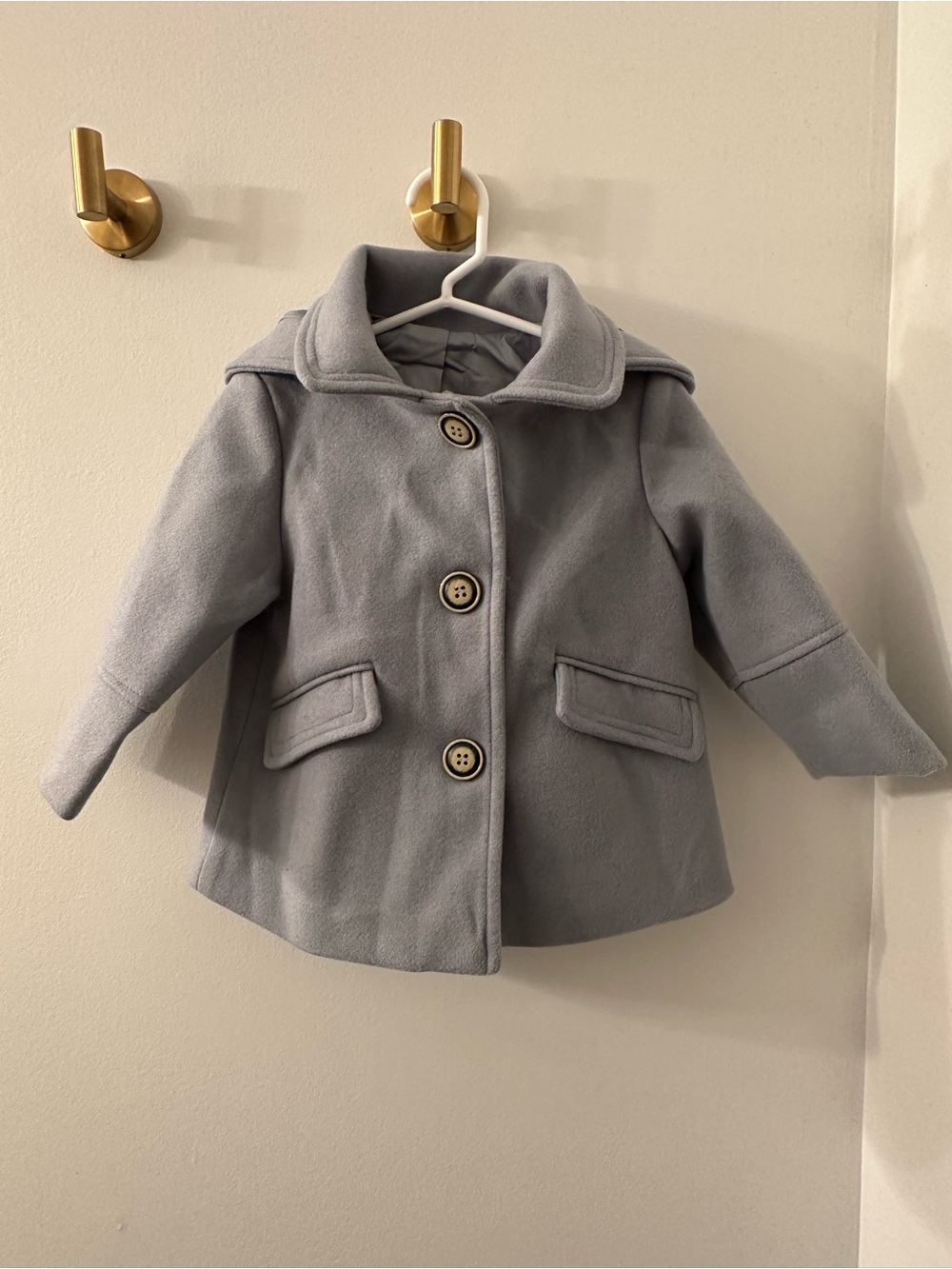 Toddler grey blue hooded coat